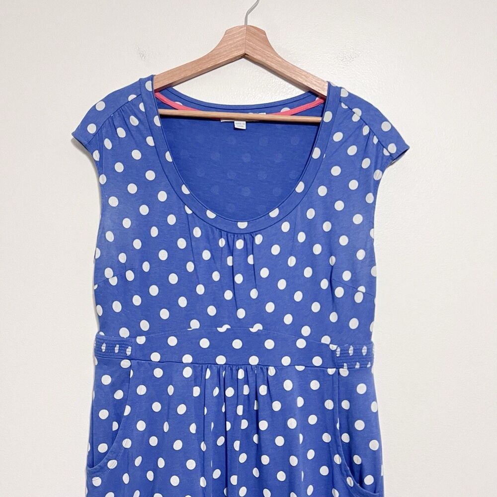 Boden Margot Blue White Polka Dot Dress Cotton UK 14 US 10 Pockets - Picture 3 of 11